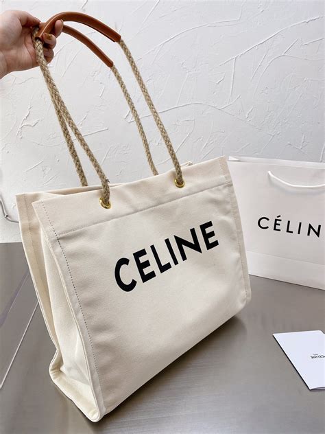 celine horizontal cabas canvas logo print bag|Celine hobo bag sale.